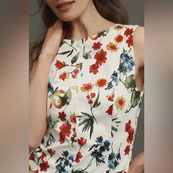 NWT! By Anthropologie Sleeveless Drop-Waist Mini Dress 🎡 - Picture 6 of 9